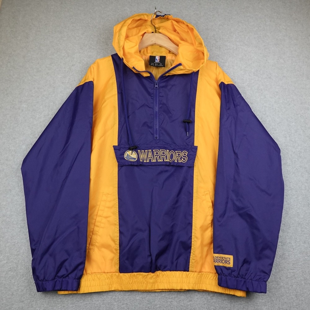 Golden State Warriors Jacket Mens M Blue Gold NBA Basketball Hooded Pullover